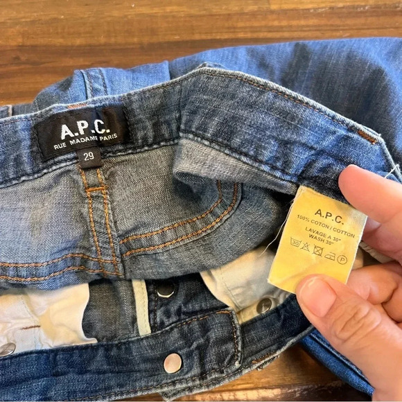 A.P.C. Blue Jeans Slim Straight Men's 29 Distressed Cotton - Picture 8 of 10